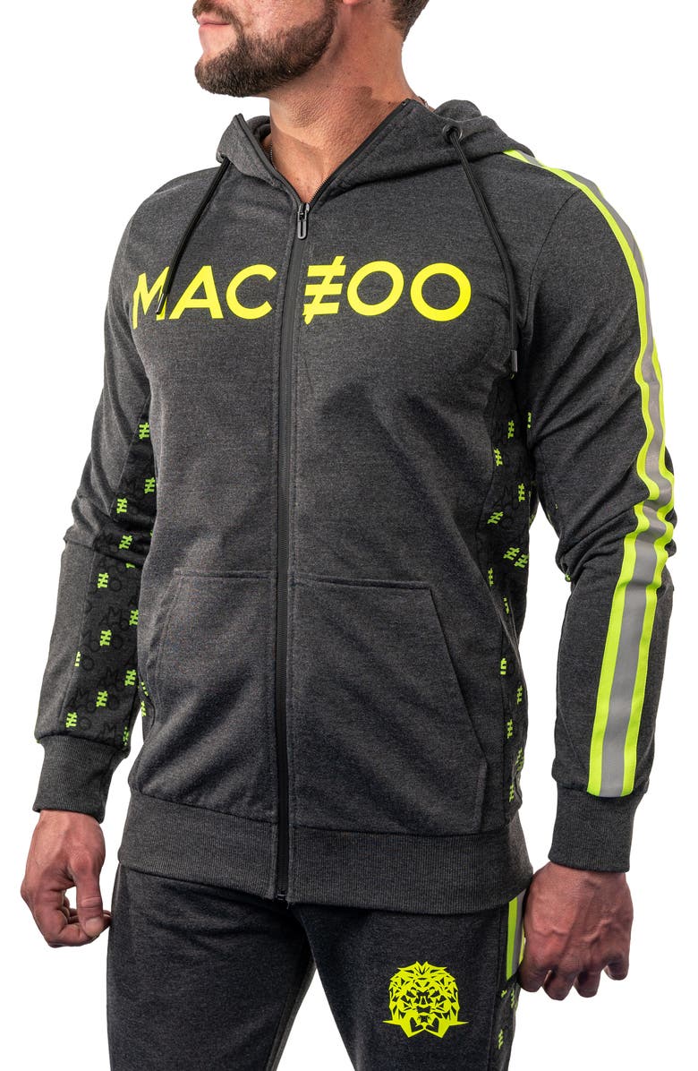 Maceoo Monogram Cotton Blend Logo Zip Hoodie, Alternate, color,