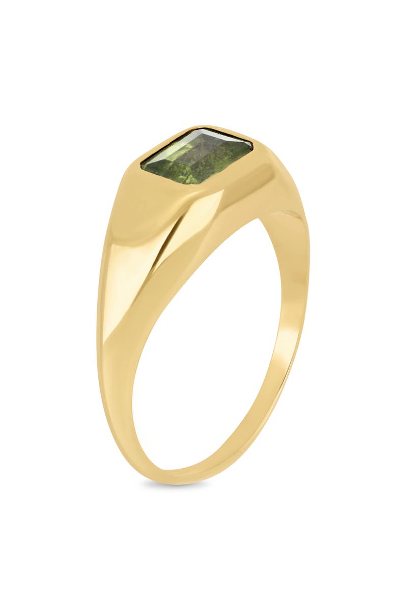 14k Gold Peridot Signet Ring, Alternate, color, PERIDOT/ 14KY