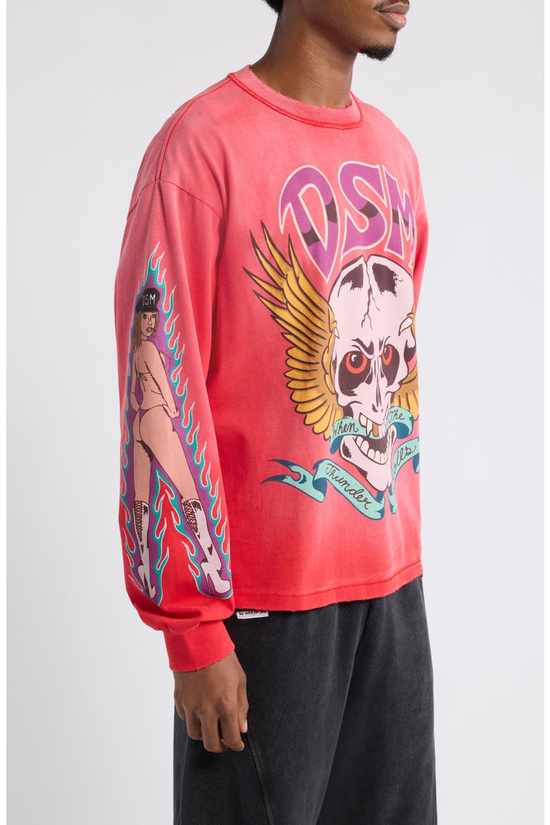 Thunder Graphic Long Sleeve T-Shirt, Alternate, color, RED