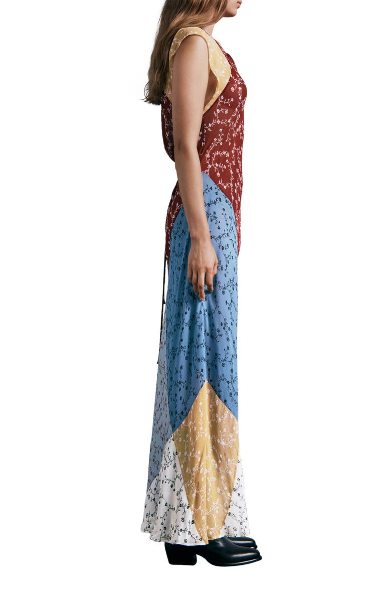 rag & bone Floral Patchwork Maxi Dress, Alternate, color, Blue Multi
