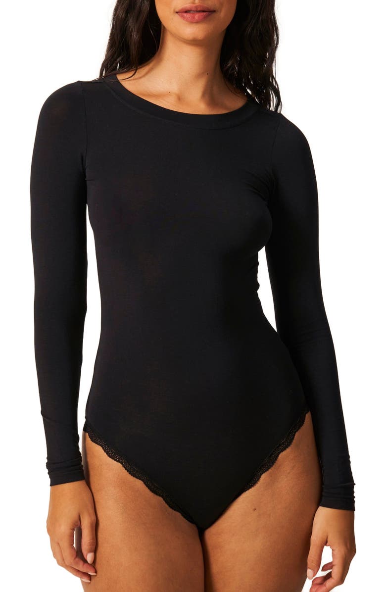 Stripe & Stare Long Sleeve Body, Main, color, Black