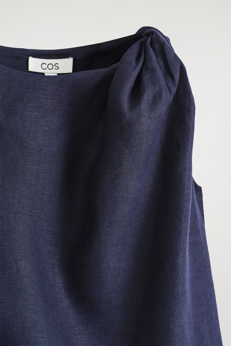 Twisted-Detail Linen Top, Alternate, color, NAVY