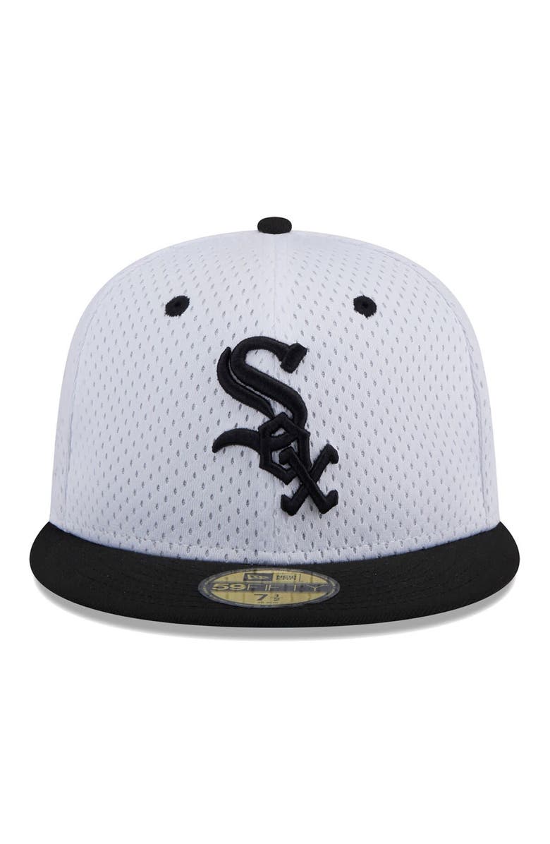 New Era Men's New Era White Chicago White Sox Throwback Mesh 59FIFTY Fitted Hat, Alternate, color, 