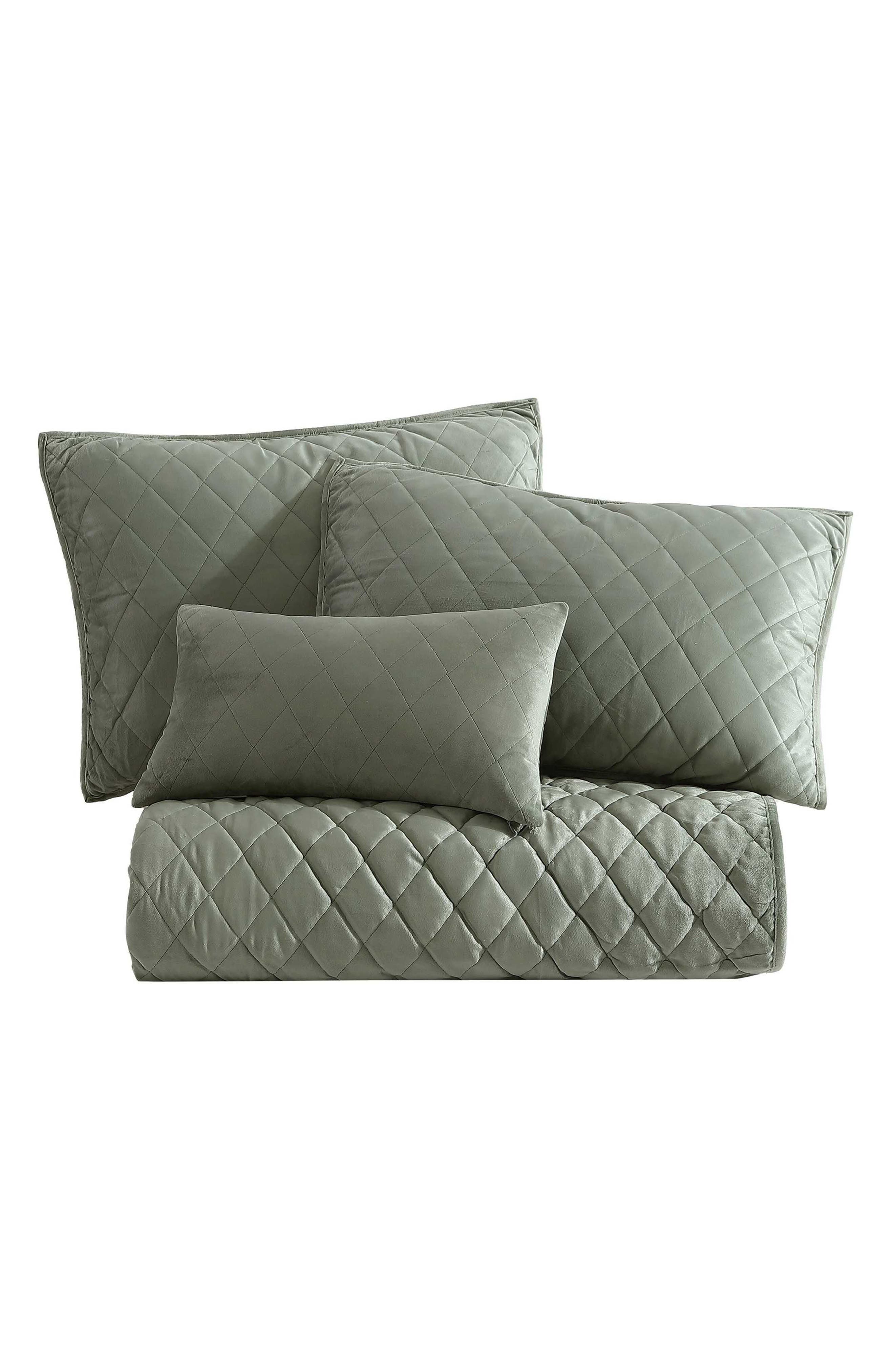 Laura Ashley Solid Diamond Quilt Set