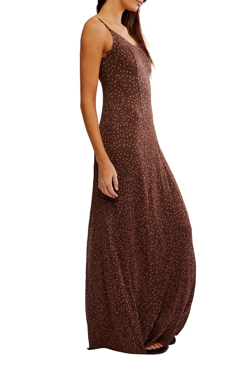 Free People Zoey Printed Low Back Maxi Slipdress, Alternate, color, Chocolate Combo