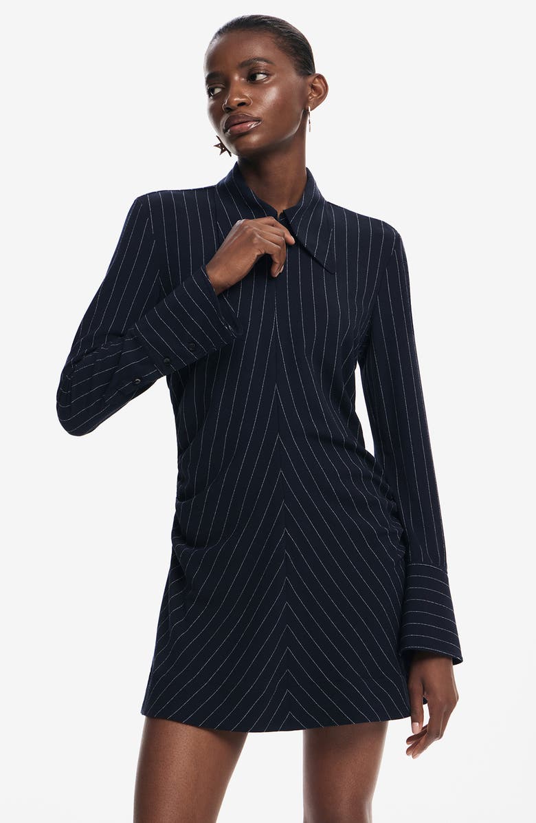 Desigual Pinstripe Long Sleeve Minidress, Alternate, color,