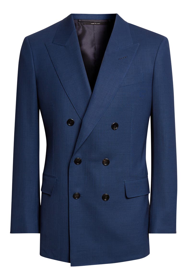 Multiplies Double Breasted Wool Blazer, Alternate, color, PRUSSIAN BLUE