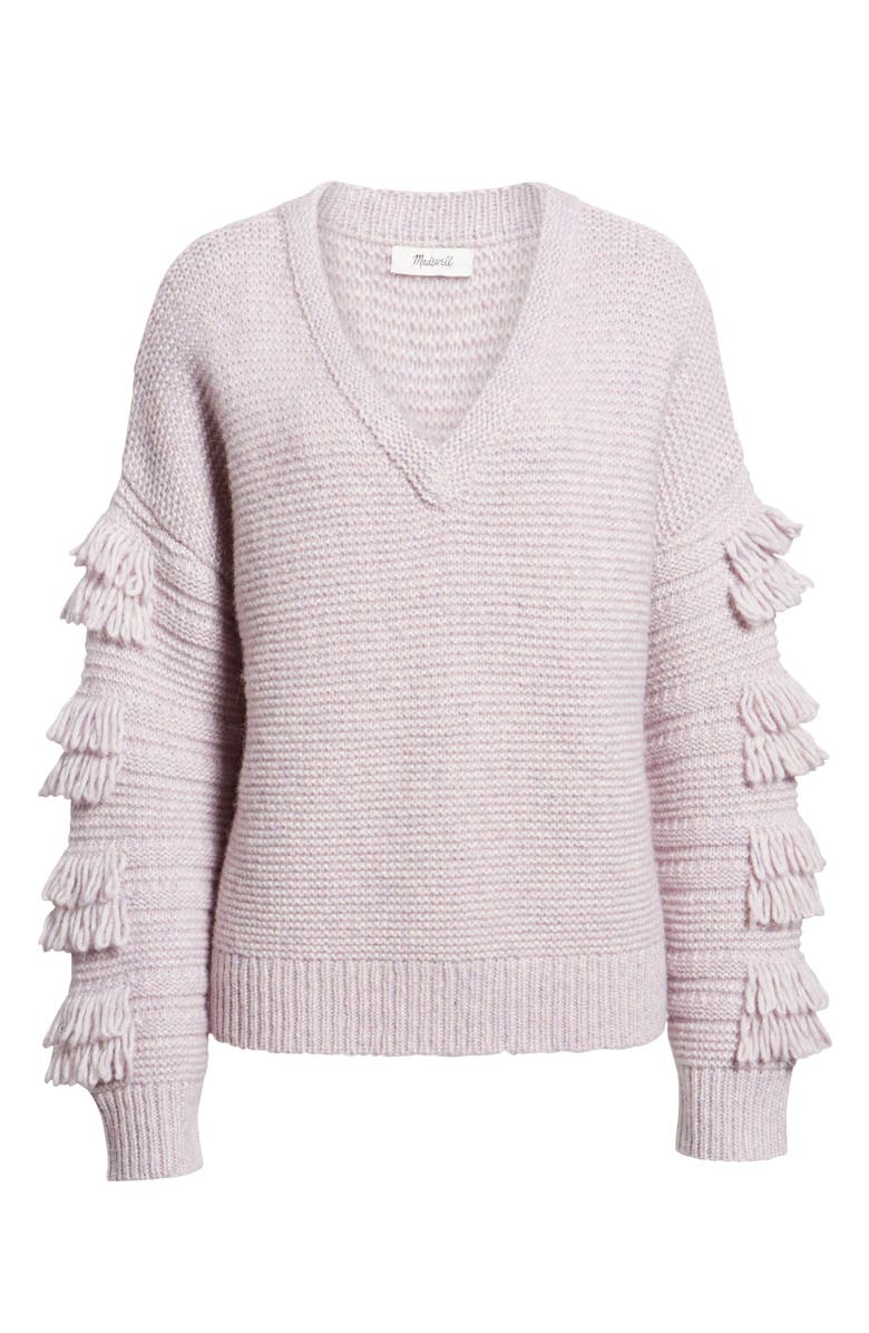 Madewell Fringe Sleeve Pullover Sweater, Alternate, color,