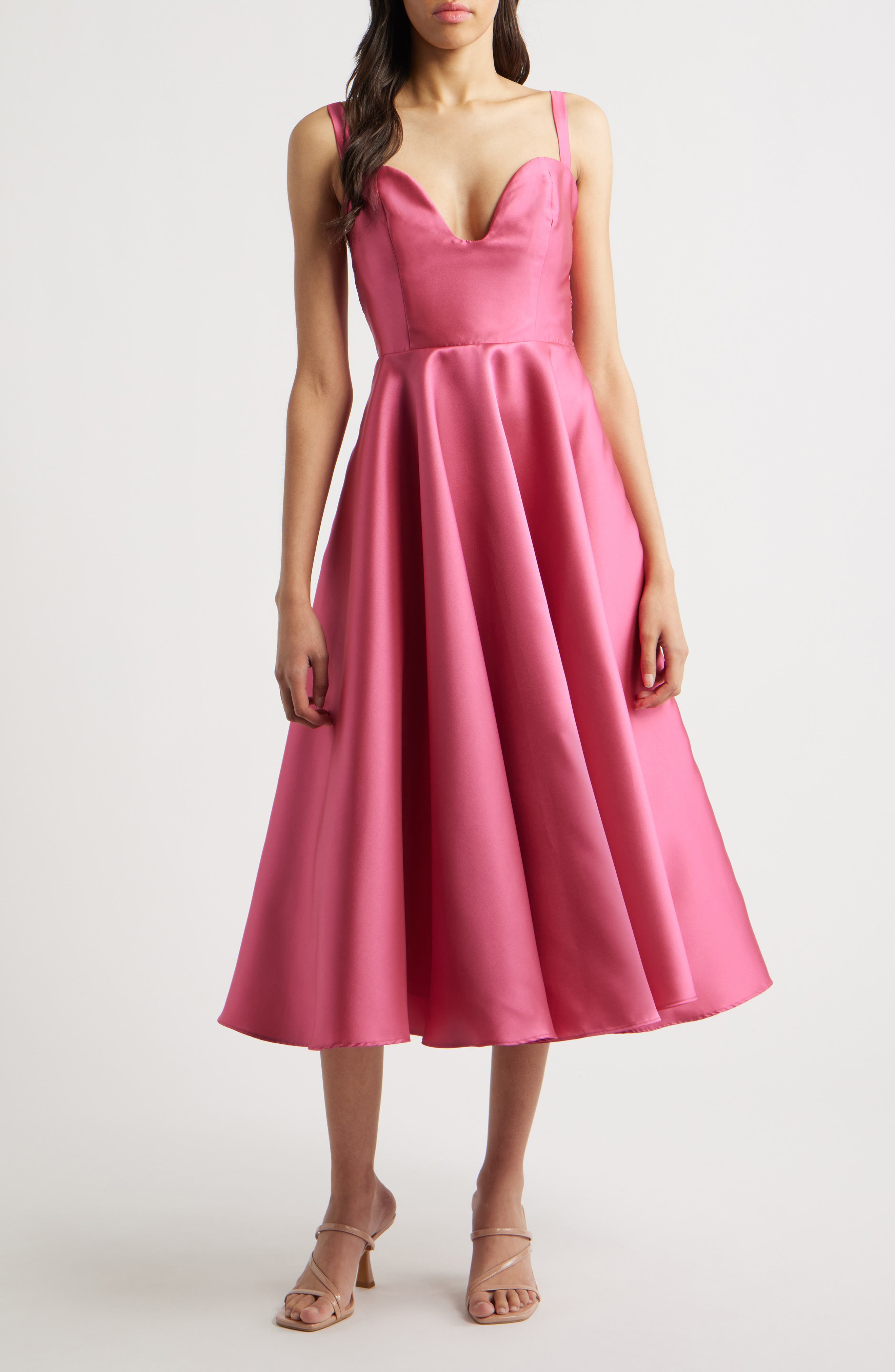 Hutch Plunge Satin Maxi Cocktail Dress
