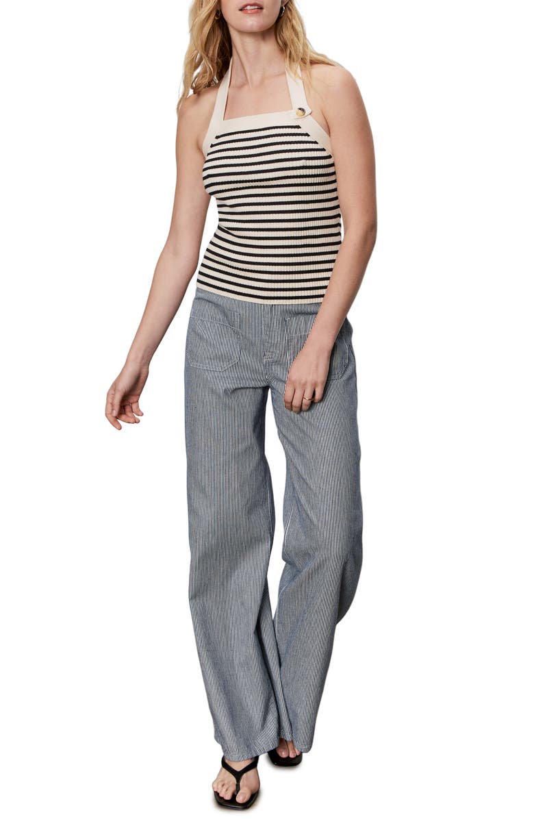 Sanctuary Sunkissed Cotton Halter Sweater, Alternate, color, Black/ Macrame Stripe