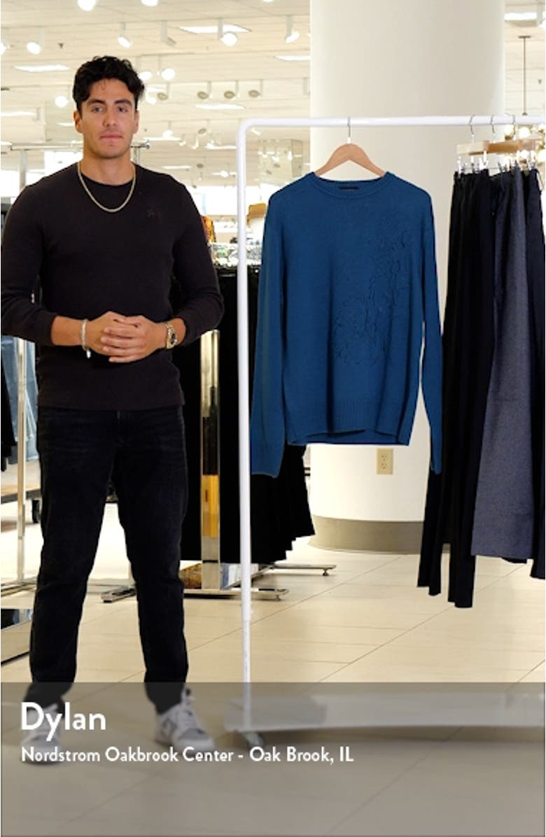 Embroidered Merino Wool Crewneck Sweater, sales video thumbnail