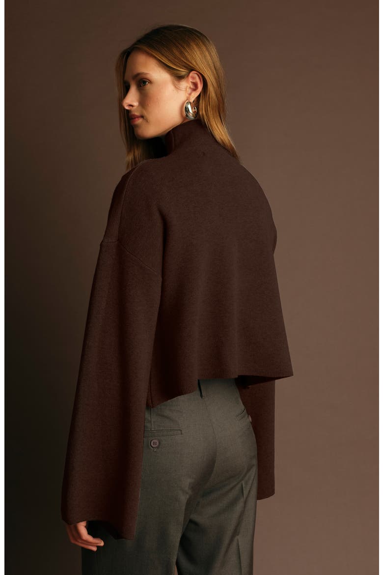 Chuck Crop Funnel Neck Sweater, Alternate, color, CACAO