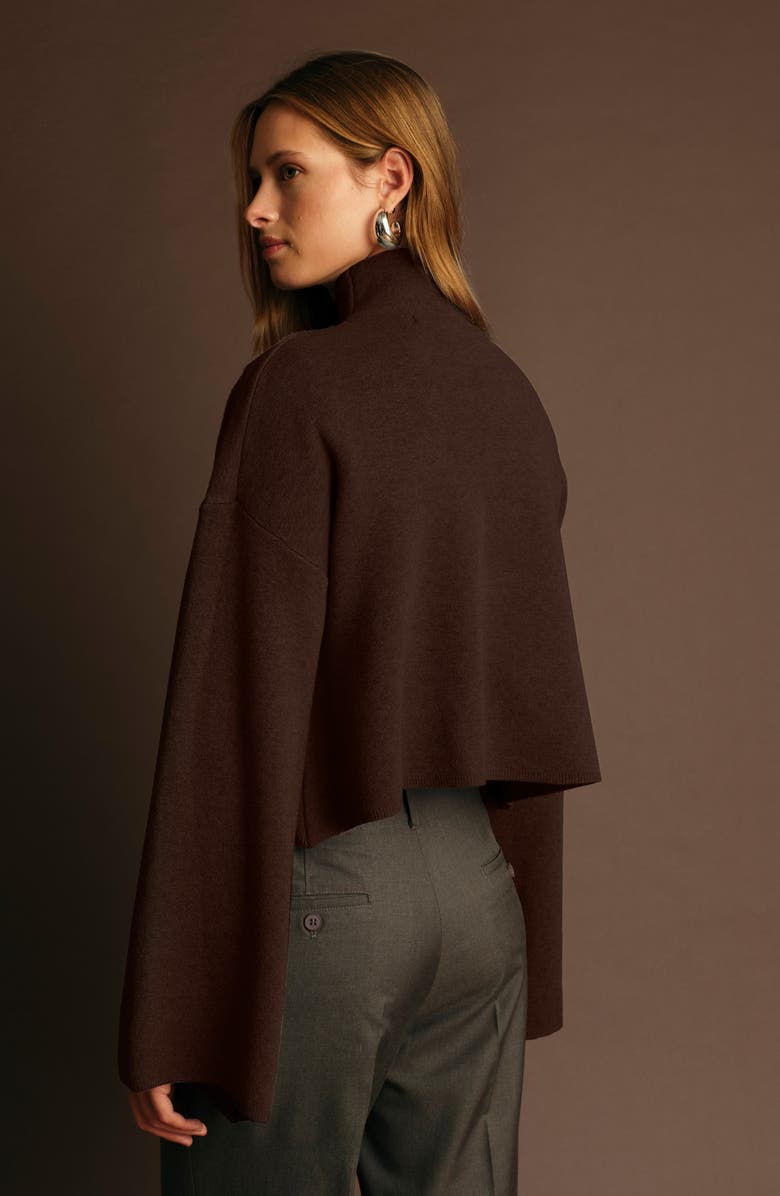 DELUC Chuck Crop Funnel Neck Sweater, Alternate, color, Cacao