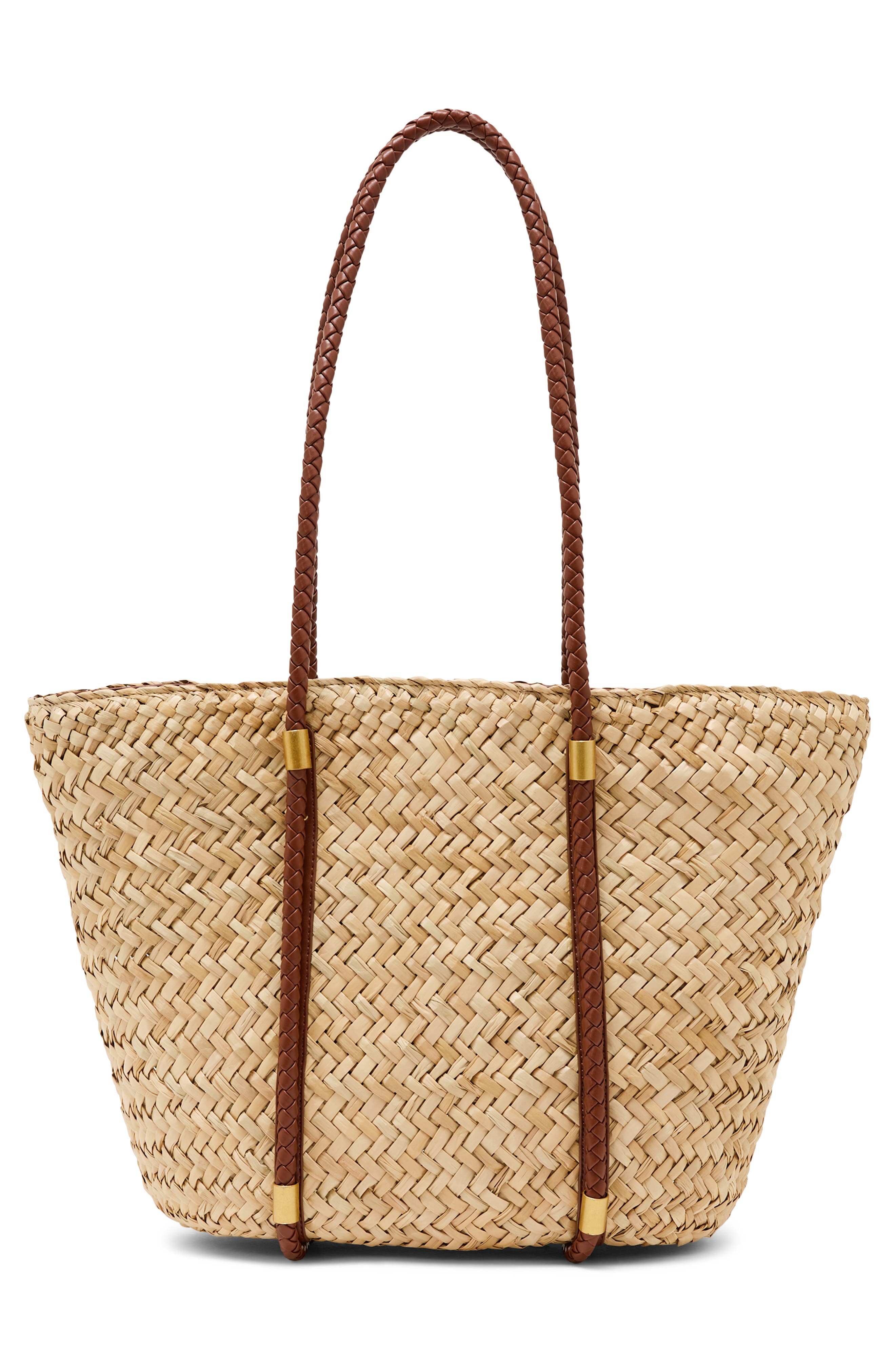 Reiss Rubina Raffia Effect Braided-Strap Tote, Alternate, color, Natural