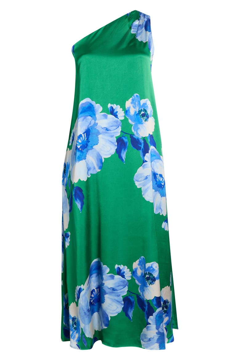 Glena Floral One Shoulder Maxi Dress, Alternate, color, GREEN-BLUES