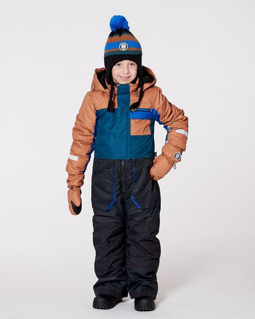 Deux Par Deux One-piece Play Snowsuit Colorblocked In Black