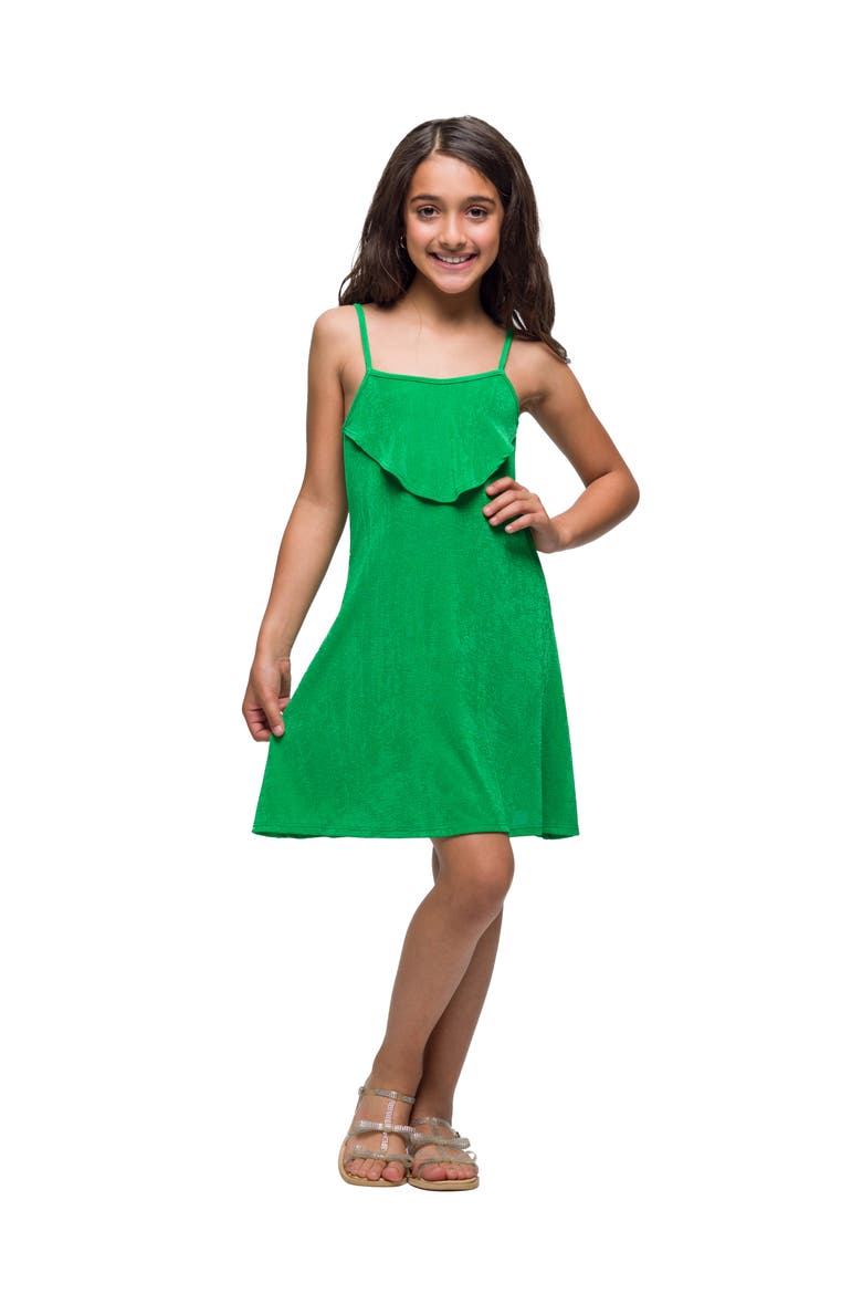 Shimmery Spaghetti Strap Knee Length Dress, Main, color, Green
