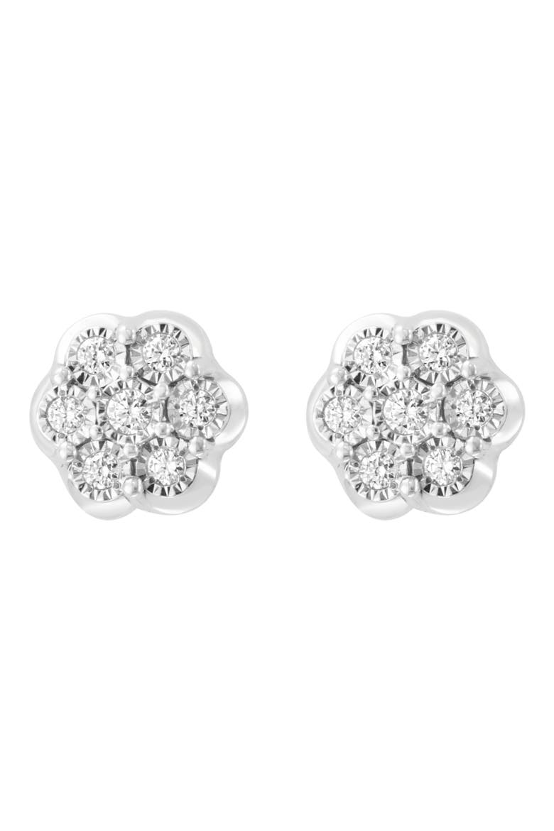 Diamond Flower Stud Earrings, Alternate, color, SILVER