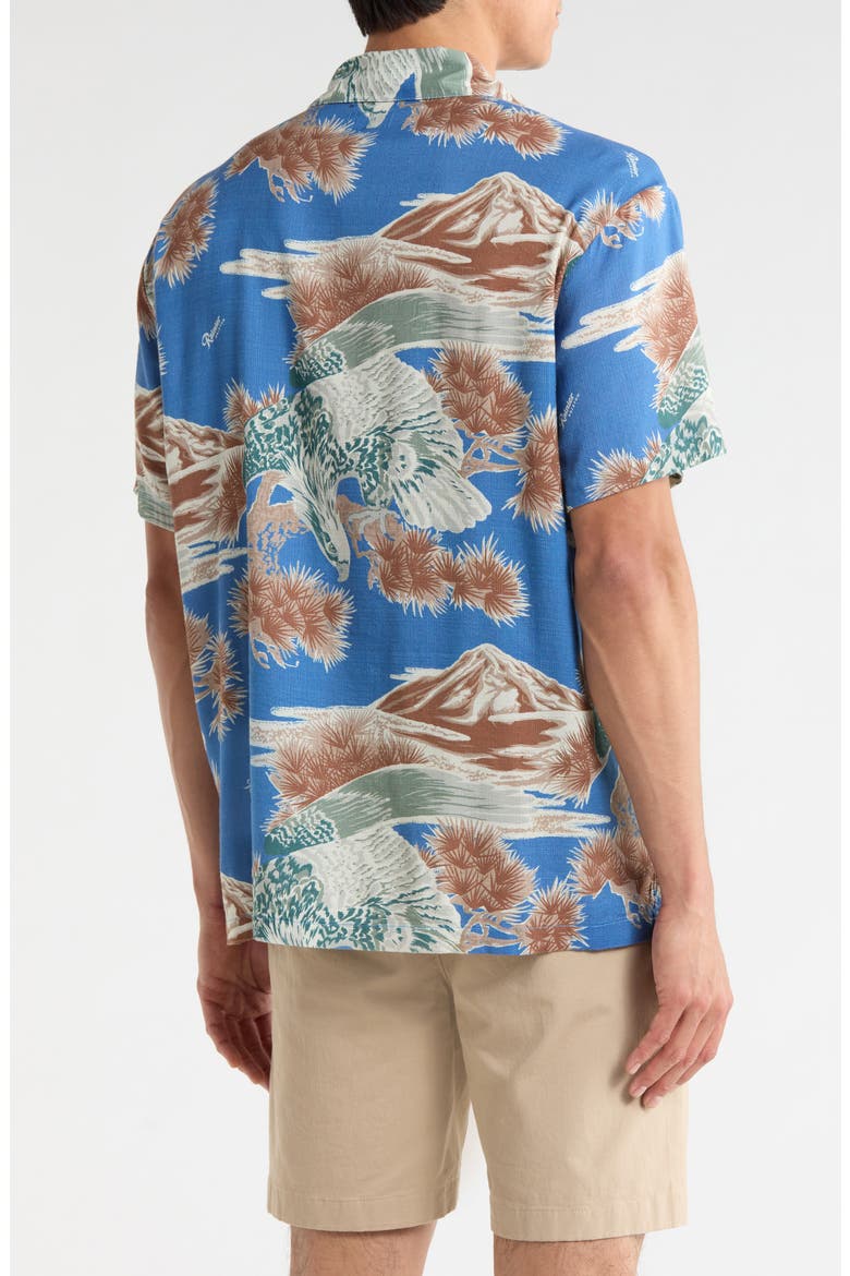 Rainier x Brixton Print Camp Shirt, Alternate, color, BLUE SKY