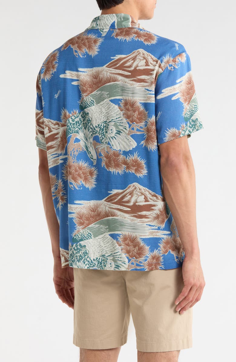 Brixton Rainier x Brixton Print Camp Shirt, Alternate, color, Blue Sky