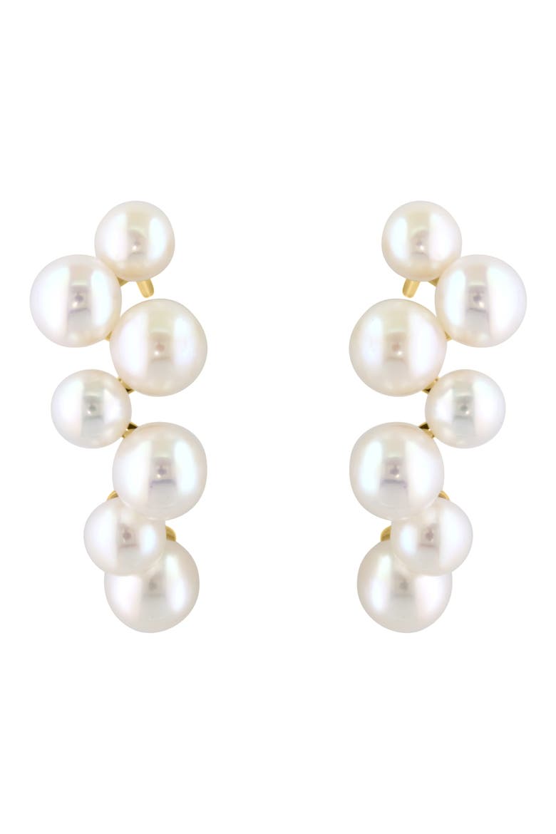 14K Yellow Gold 4.5–5.5mm Freshwater Pearl Stud Earrings, Alternate, color, WHITE