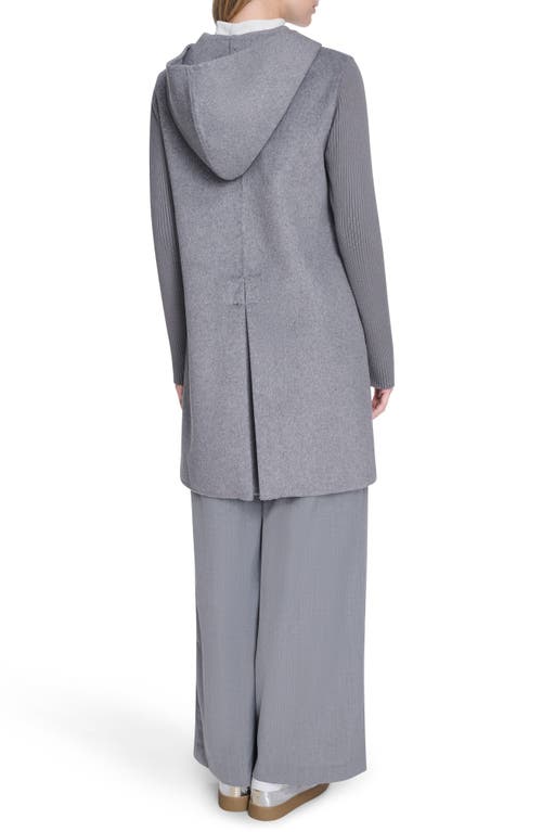 Kenneth Cole New York Double Face Wool Blend Hooded Coat In Gray