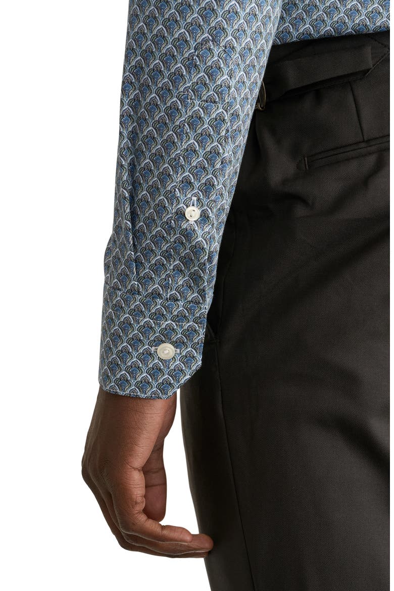 Slim Fit Geometric Twill Shirt, Alternate, color, MEDIUM GREEN