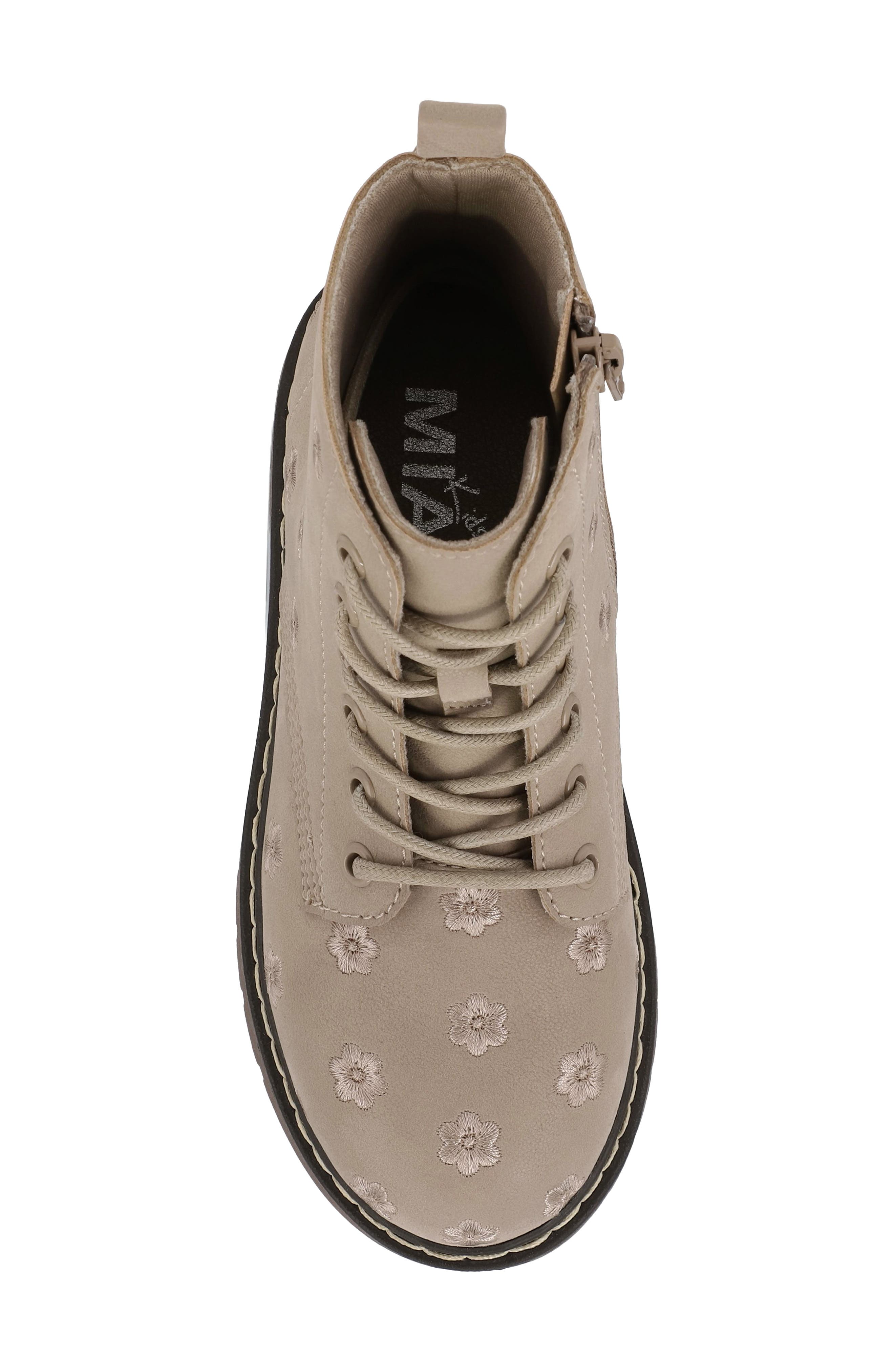 Kids' Joolie-A Embroidered Faux Leather Boot, Alternate, color, SAND