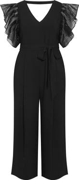 City Chic Tiana Organza Sleeve Wide Leg Jumpsuit