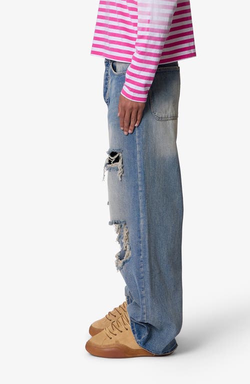 Mnml Blowout Rave Ripped Jeans In Blue