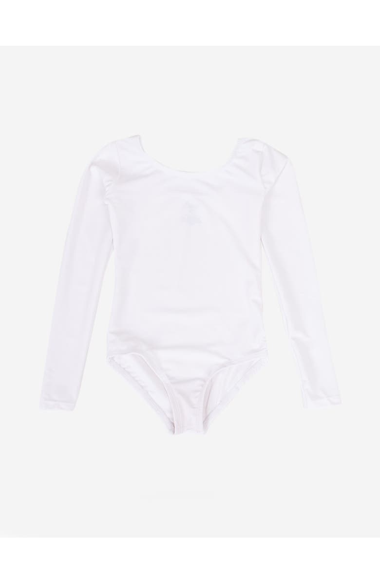 Leveret Girls Long Sleeve Leotard, Main, color, White