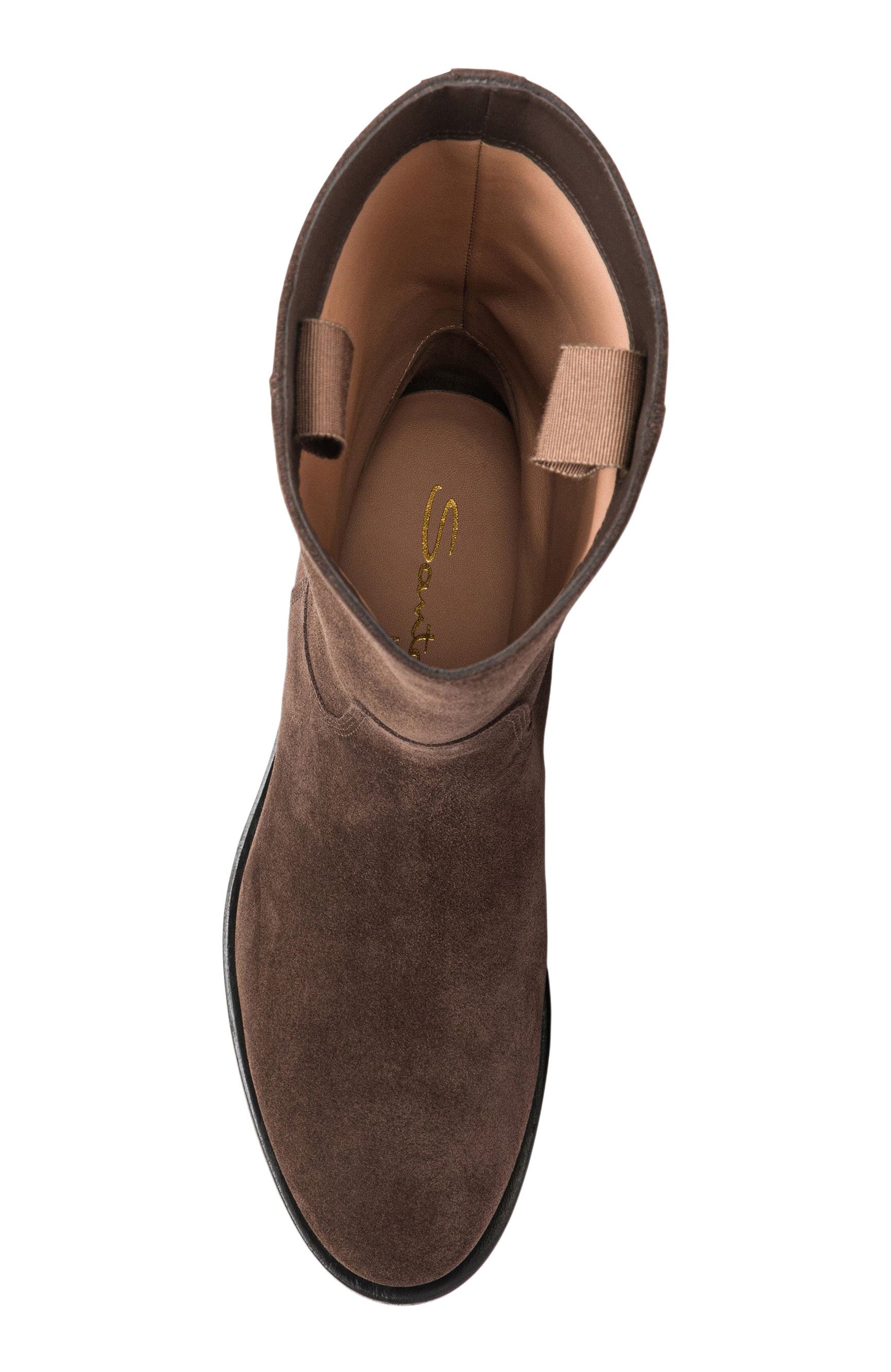 Santoni Leather midi-boot in suede, Alternate, color, Brown