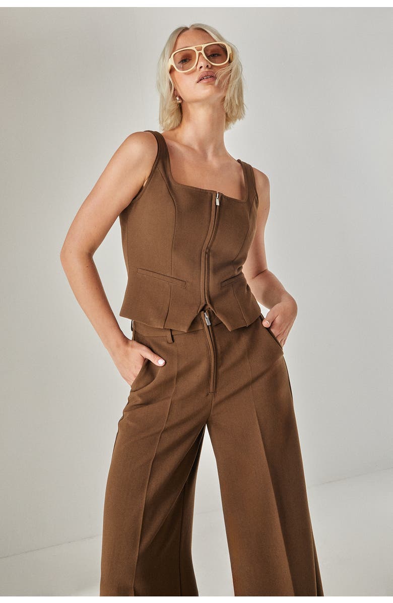 NASTY GAL Tailored Zip Front Wide Leg Pants, Alternate, color, 