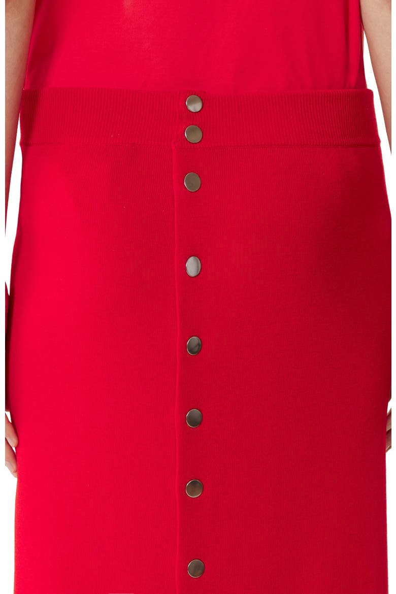 Buttoned Long Skirt In Merino Wool, Alternate, color, Red