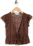 Vigoss Tiered Lace Tie Front Top