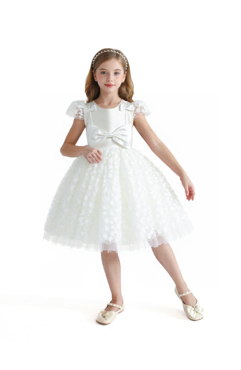 Tulleen Floral Bow Upton Dress, Alternate, color, White