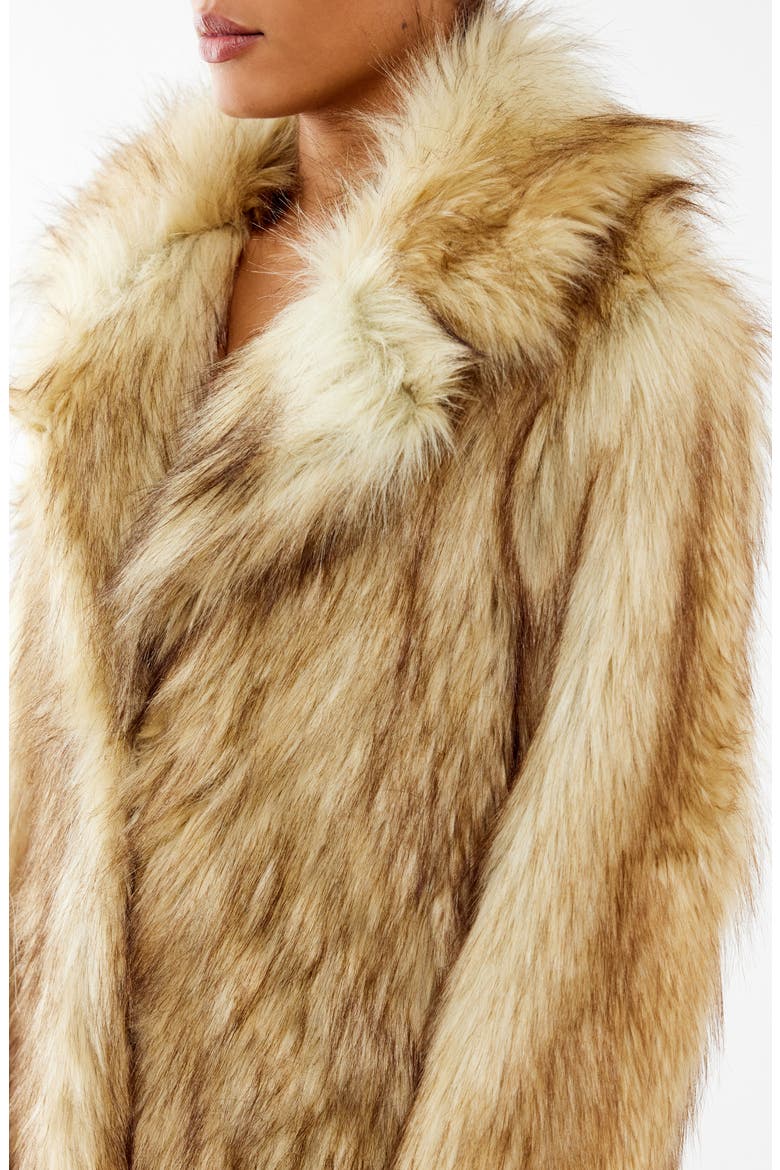 Maxi Faux Fur Coat, Alternate, color, CAMEL