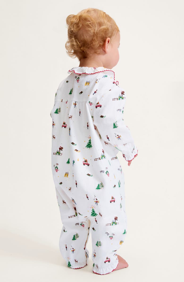 Petite Plume Madeline Holiday Town One-Piece Brushed Twill Pajamas, Alternate, color, White