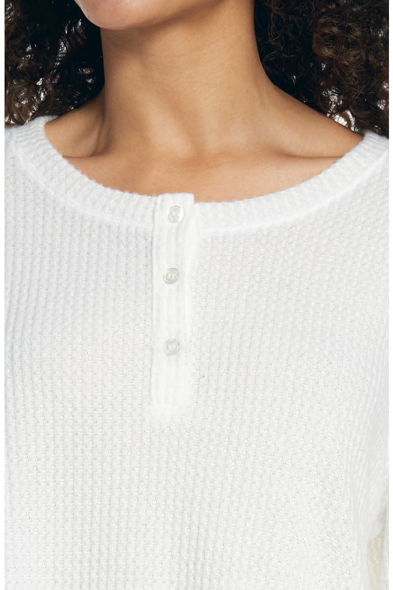 Oversize Waffle Henley Pajama Top, Alternate, color, IVORY