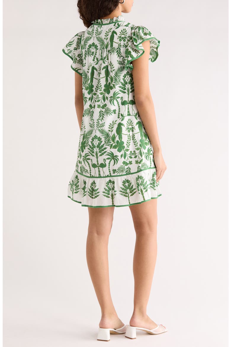Davina Floral Ebba Shift Mini Dress, Alternate, color, WHITE-GREEN