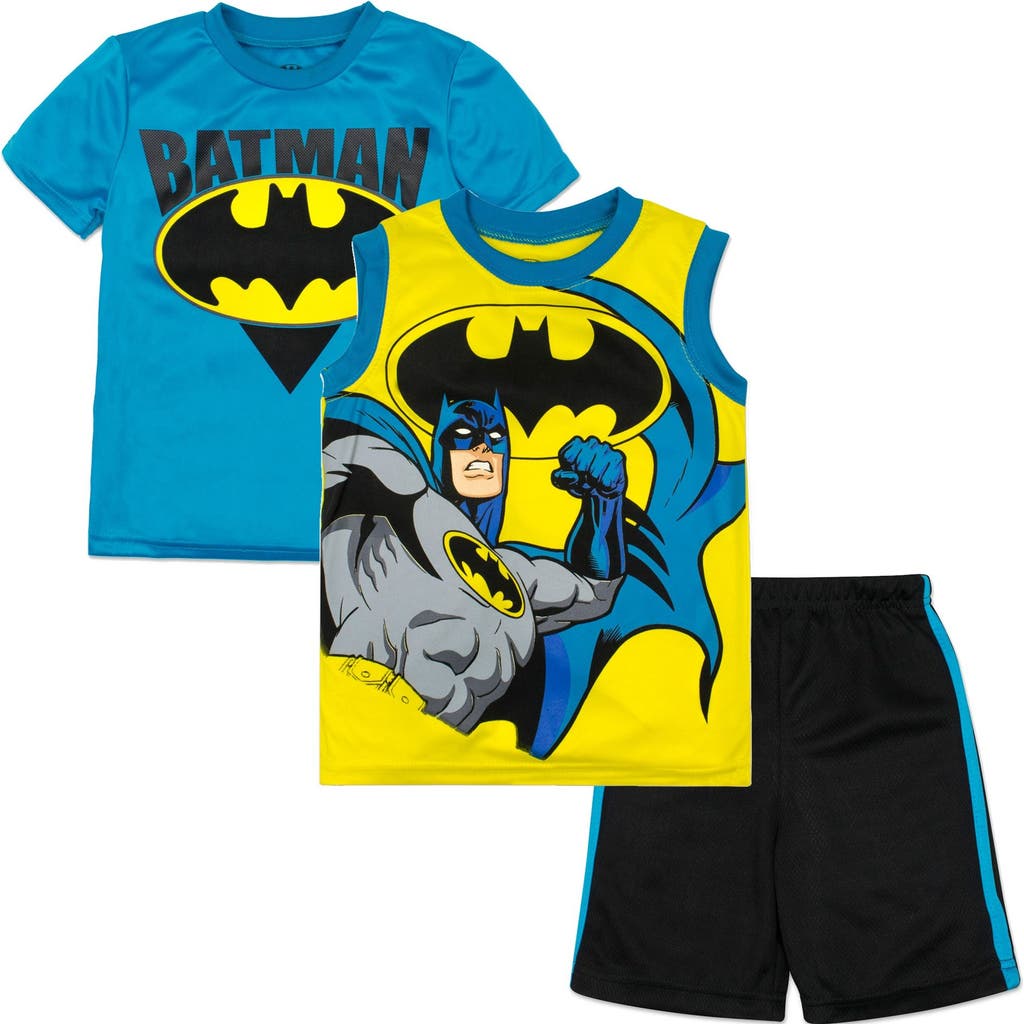 DC Comics Justice League Batman Tank, T-Shirt and Shorts Set in Batman Yellow Blue at Nordstrom, Size 8