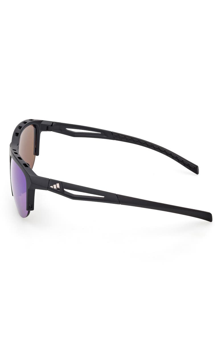 adidas 66mm Navigator Sunglasses, Alternate, color, Matte Black / Green Mirror