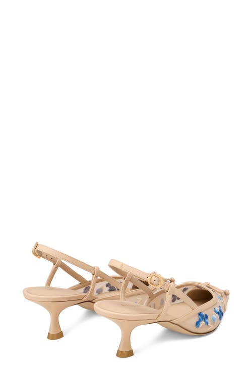 Stuart Weitzman Kitty Embroidered Slingback Pumps In Cielo Multi/barely Blue