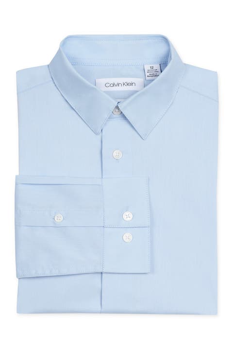 Kids' Solid Long Sleeve Slim Fit Shirt