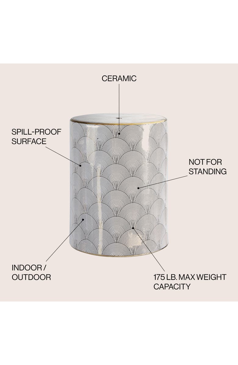 JONATHAN Y Fish Scale 17" Modern Ceramic Garden Stool, Alternate, color, White/Gold