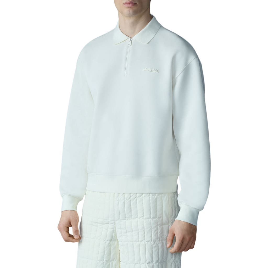 Mackage Felix Half Zip Double Face Jersey Sweater In Cream