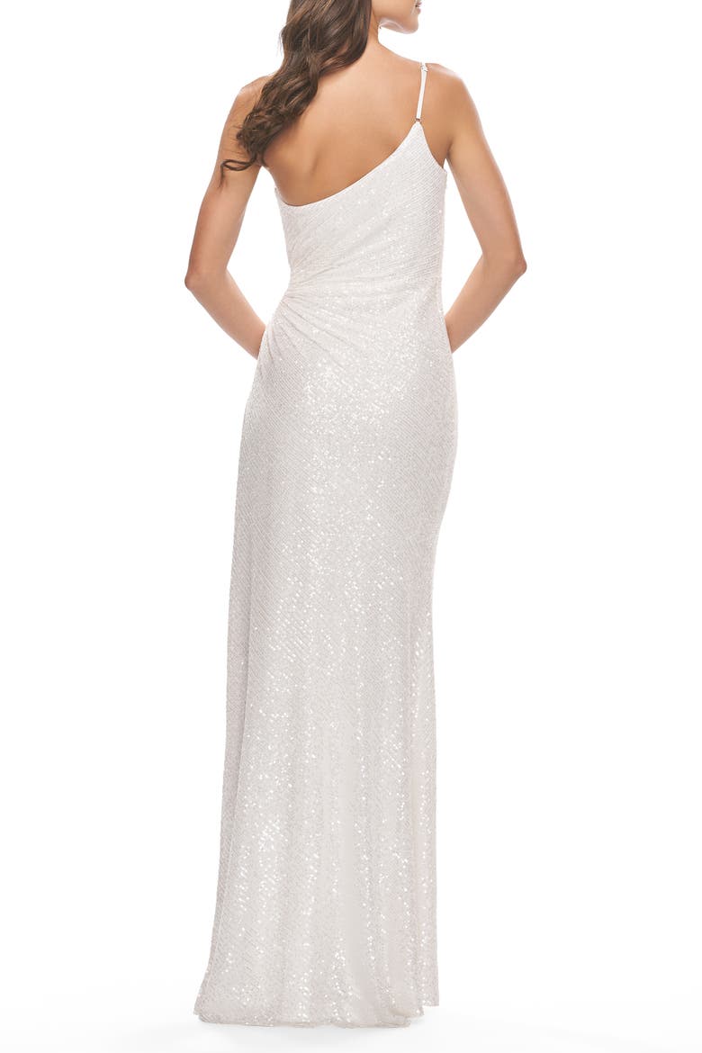 One Shoulder Sequin Dress with Circle Cut Out, Alternate, color, White