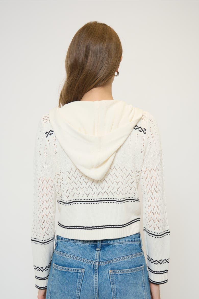 North Nautical Hooded Cardi, Alternate, color, IVORY