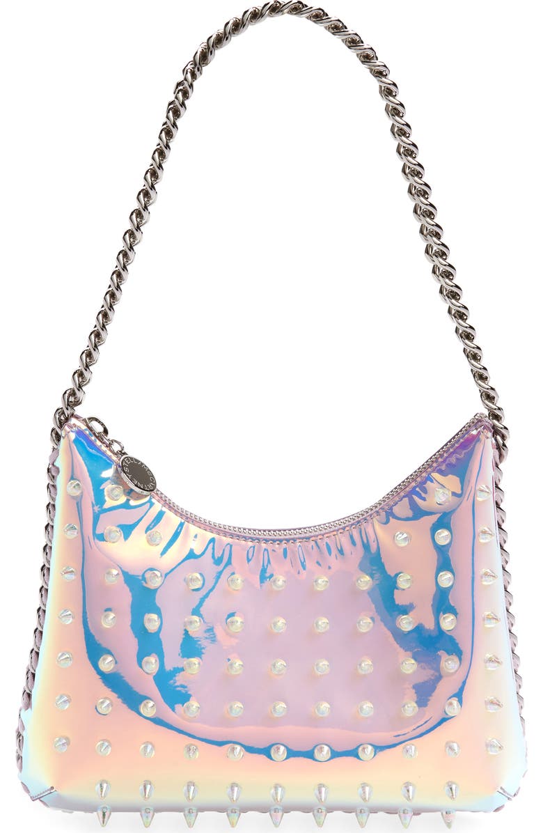 Stella McCartney Mini Falabella Spike Holographic Shoulder Bag, Main, color,