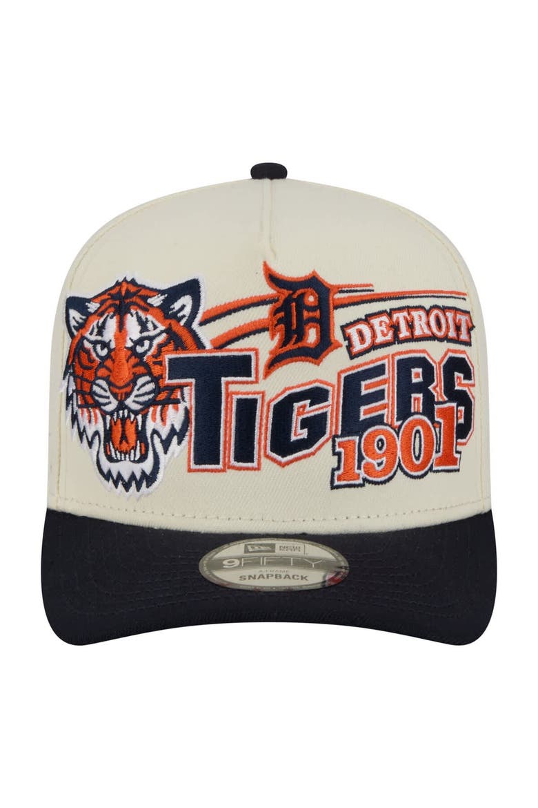 Men's New Era  Cream/Navy Detroit Tigers Classic A-Frame 9FIFTY Snapback Hat, Alternate, color, Cream